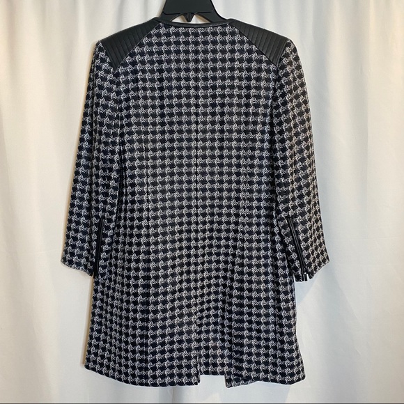 Houndstooth Blazer with Leather Trim - Picture 9 of 10